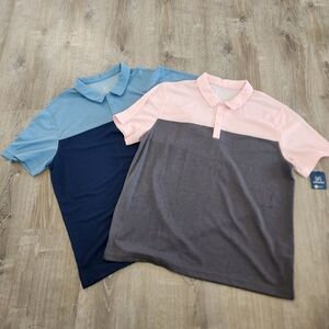 Lot Of 2 George Moisture Wicking Short Sleeve Polo Golf Shirt Mens XL Blue Pink